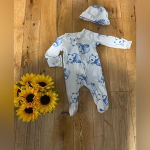 Baby Boys or Baby Girls Panda Sleep and Play and Cap, 2 Piece Set